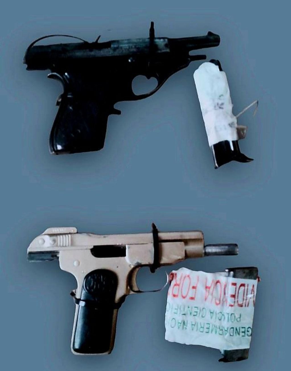 Las armas encontradas por los gendarmes en el control.