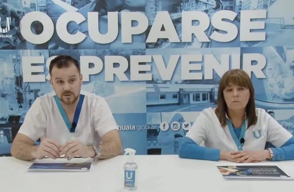 Dr Lucas Corradi y Dra Basombrio integrantes del departamento de infectología de la Municipalidad de Ushuaia y autores del estudio sobre Covid.