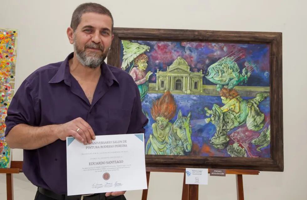 Eduardo Santiago, con su obra “Salimos a jugar”, ganadora del 40° Salón de Pintura \