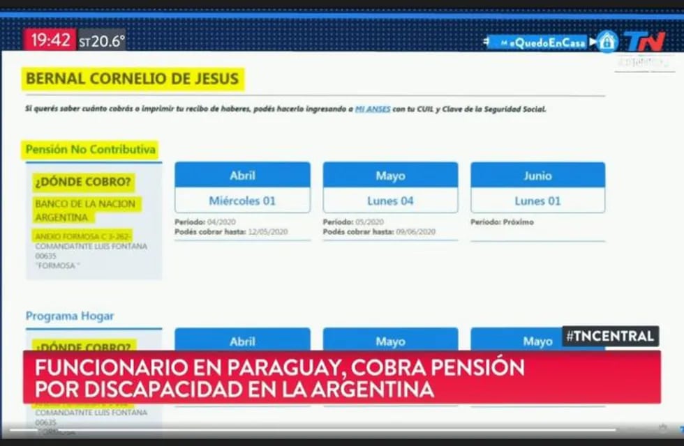 El paraguayo Cornelio de Jesus Bernal cobra en Comandante Fontana