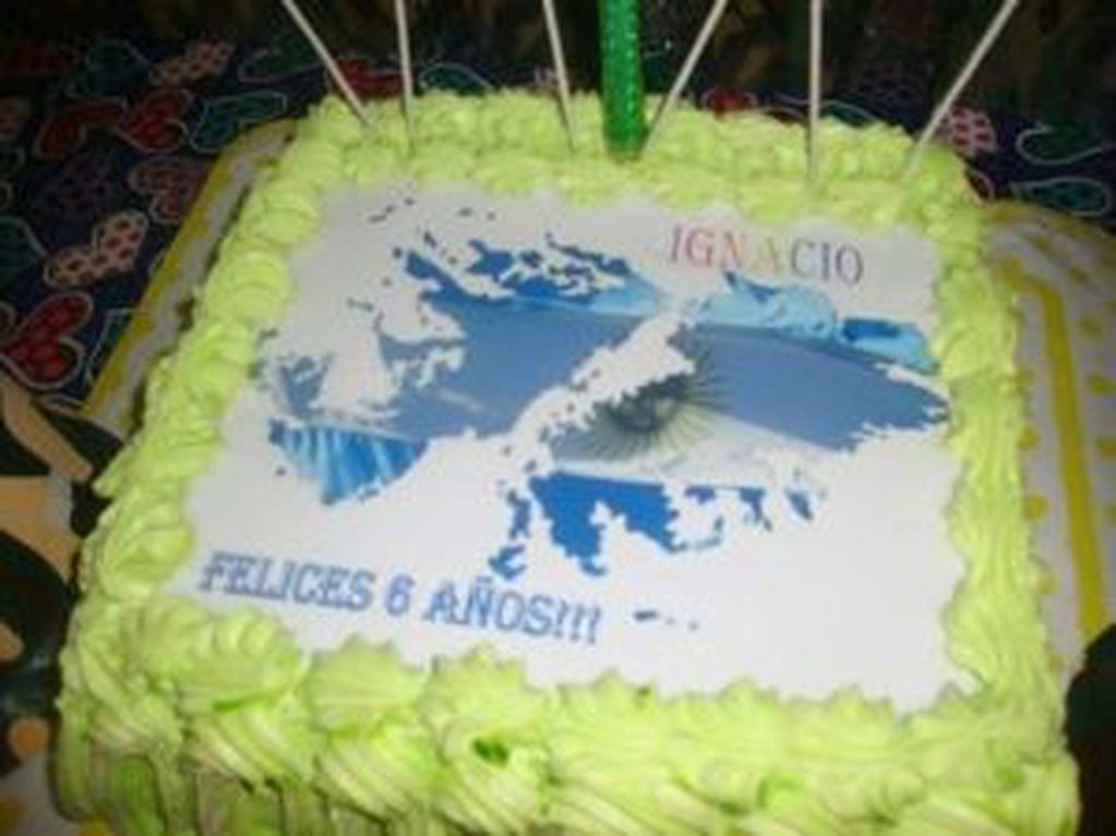 A pedido suyo, la torta para el festejo de sus seis años tenía las Islas Malvinas.