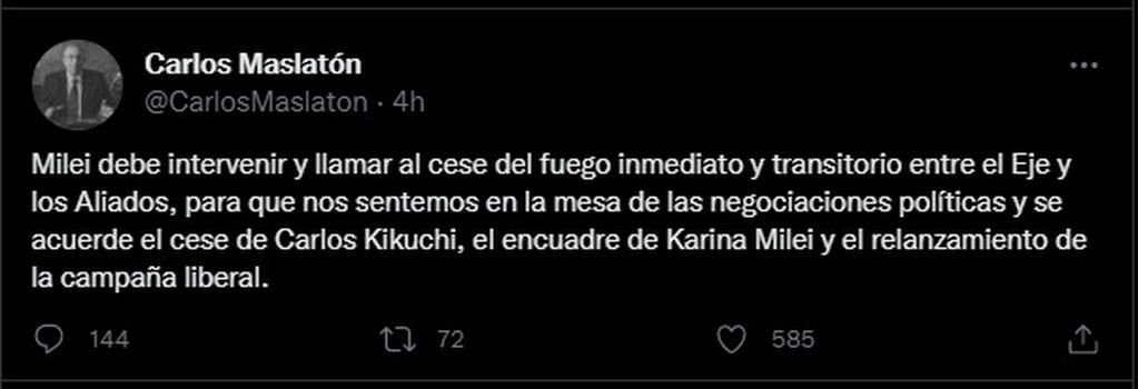 Los tuits de Carlos Maslatón contra la hermana de Javier Milei y uno de sus asesores.