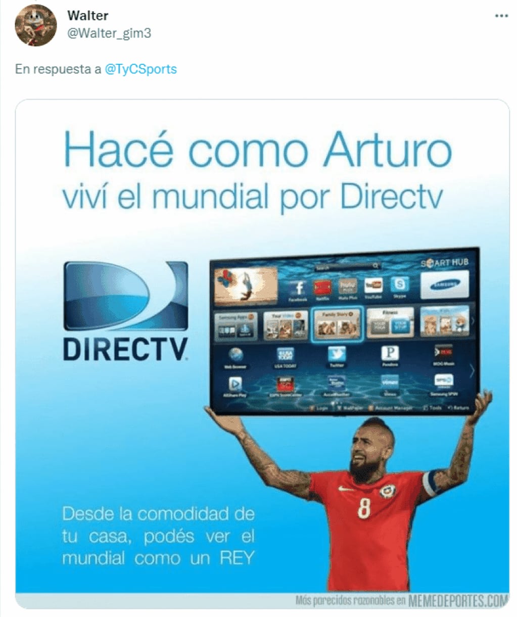 La utilización de una publicidad de una empresa de cable, para hacer referencia a que Chile mirará el Mundial por televisión.