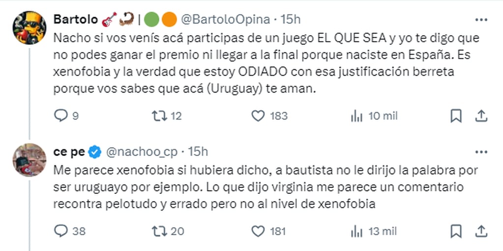 Nacho Castañares le respondió a un usuario de Twitter que lo criticó