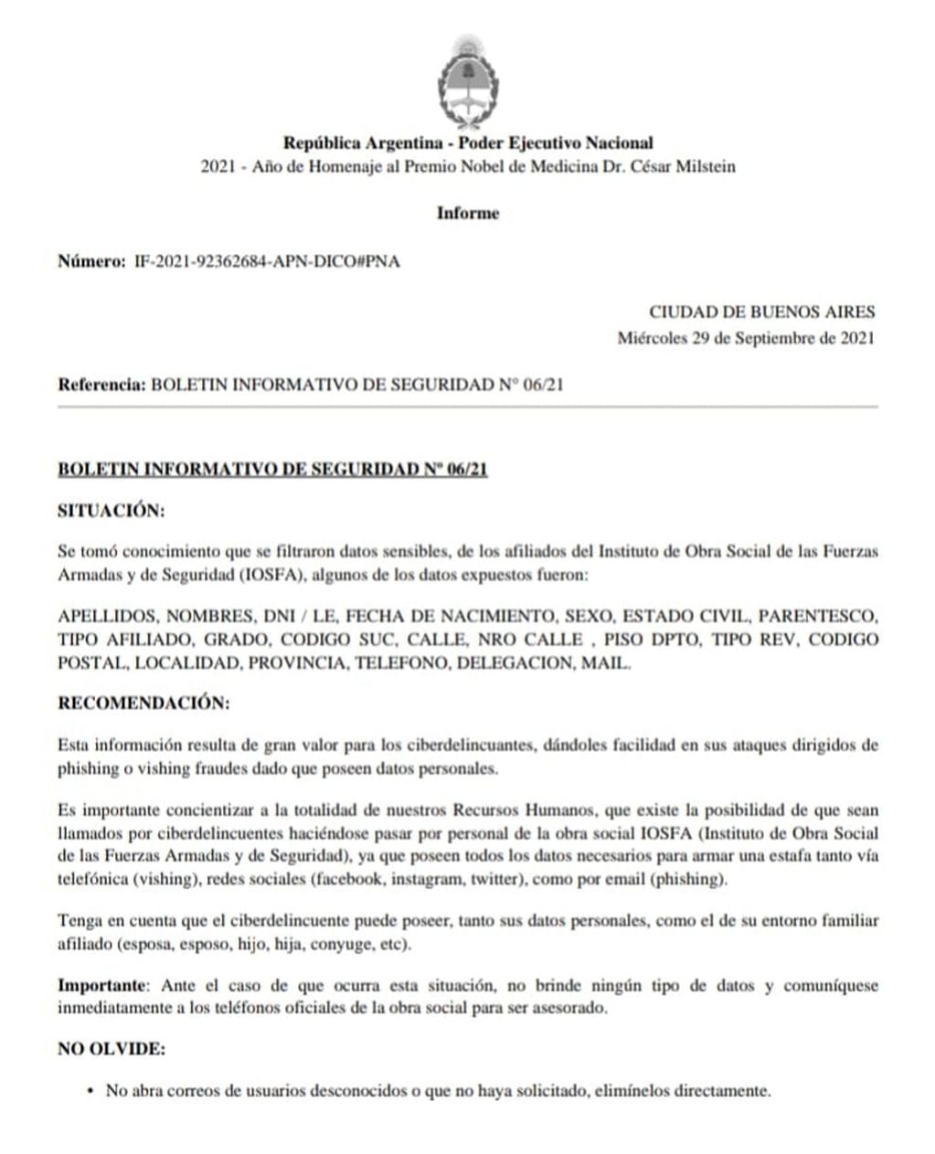 Documento de Seguridad de la Nación Argentina