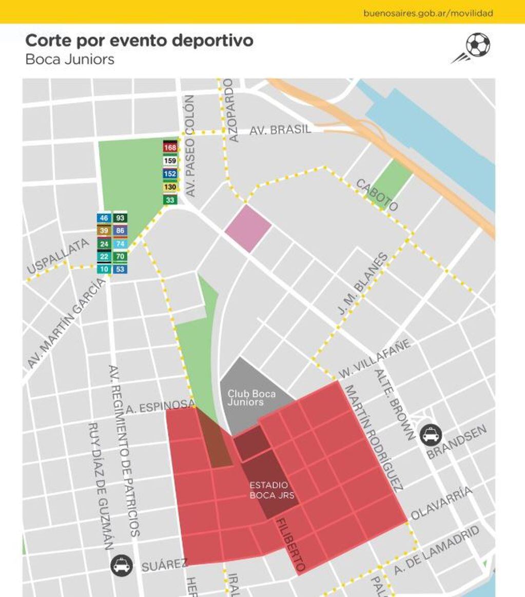 Los cortes de calles que se realizarán por el operativo de seguridad del Superclásico (Foto: Gobierno de la Ciudad)