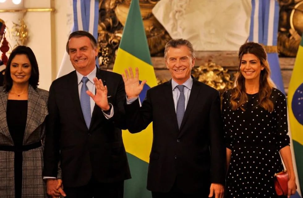 El presidente Mauricio Macri, junto a su par brasileño, Jair Bolsonaro, en la Casa Rosada. (Maxi Failla)