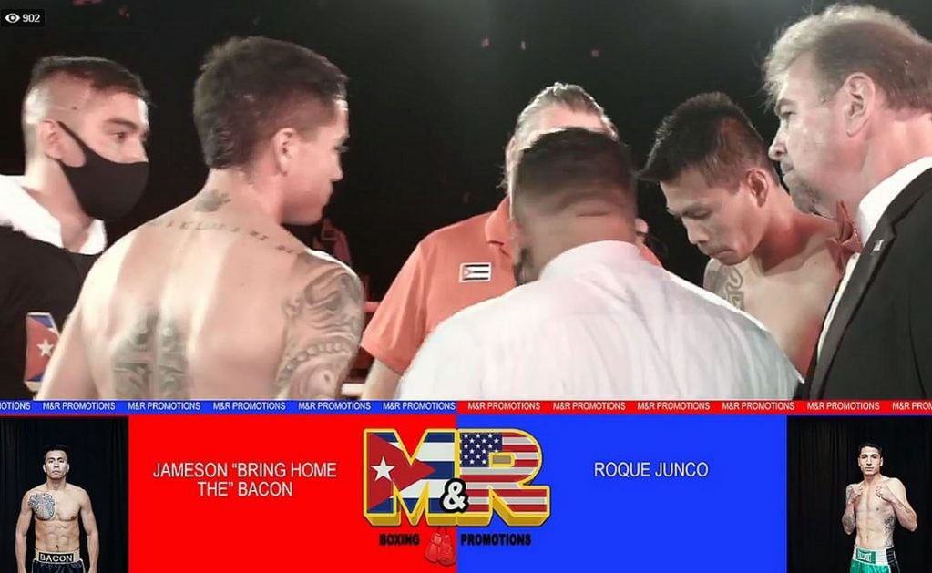 Momento de la presentación de la pelea en USA.