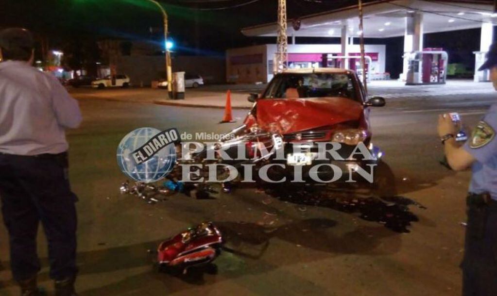 Murió un motociclista en un accidente vial en Posadas. (Foto: Primera Edición)