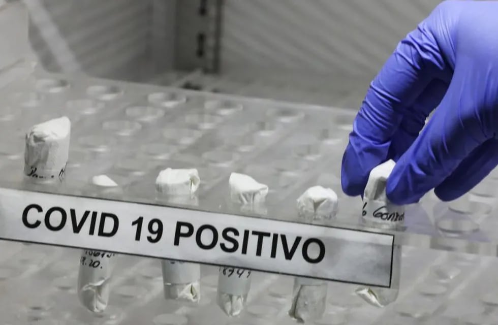 Una enfermera organiza muestras positivas de coronavirus (EFE/ Carlos Ortega)