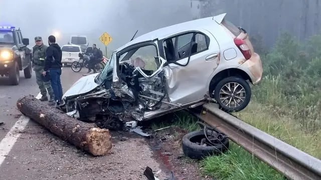 San Ignacio: camión con rollos de pino perdió su carga causando un siniestro vial