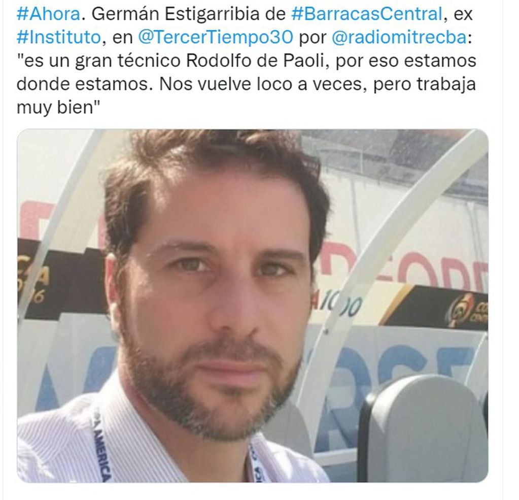 El relato Rodolfo De Paoli es el DT de Barracas, el equipo de Germán Estigarribia, ex Instituto.