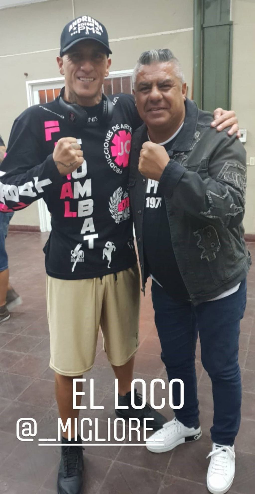 Chiqui Tapia acompañó a Pablo Migliore en su debut como boxeador (Foto: Instagram)