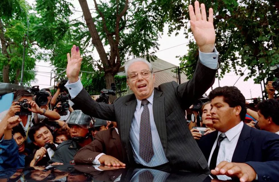 Foto del secretario general de la ONU, Javier Perez de Cuellar en 1995 shows