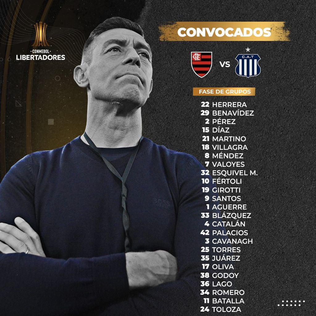 Los elegidos por Pedro Caixinha para la histórica visita de Talleres al Flamengo