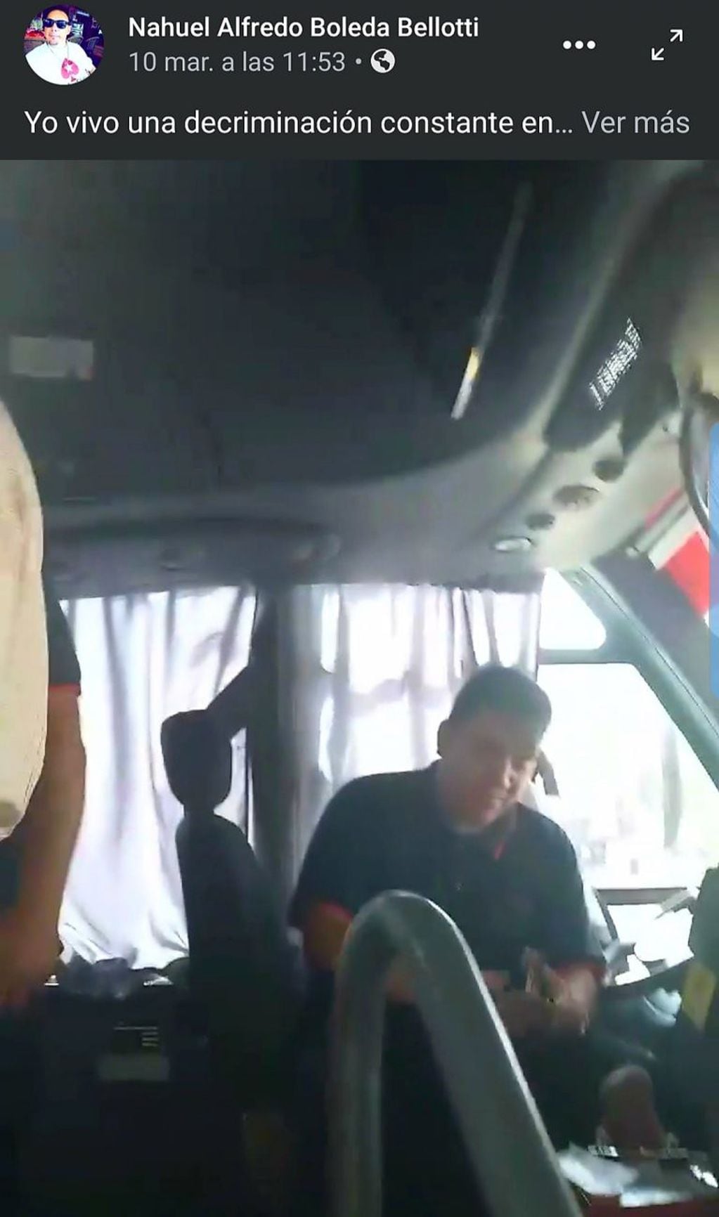 El chofer quien fue denunciado públicamente por Nahuel Boleda. (Foto: captura de pantalla del video difundido).