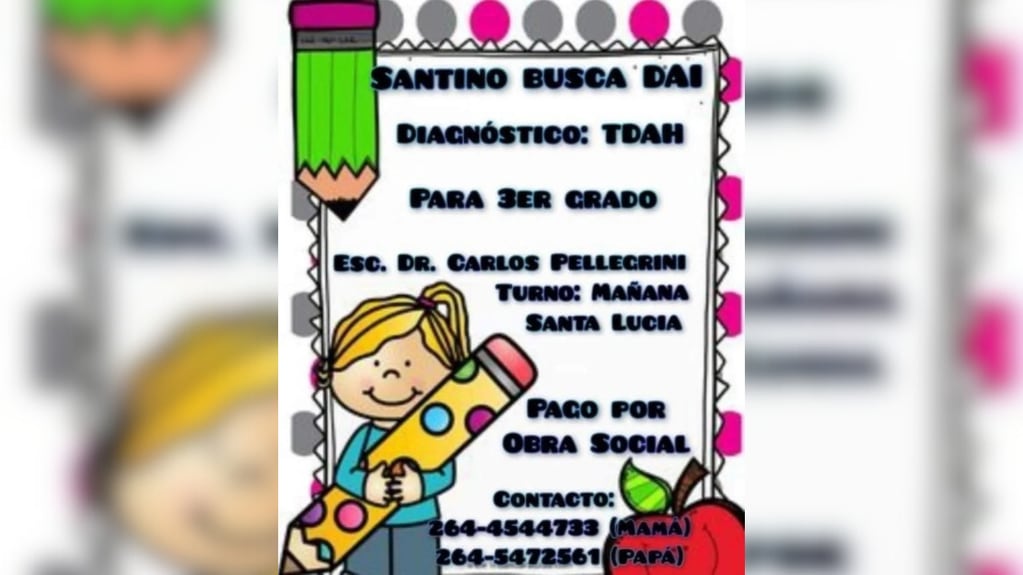Escuela sanjuanina busca un docente para un niño con TDAH