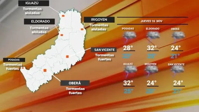 Jueves de contrastes climáticos en Misiones: lluvias, tormentas, granizo y calor en el pronóstico