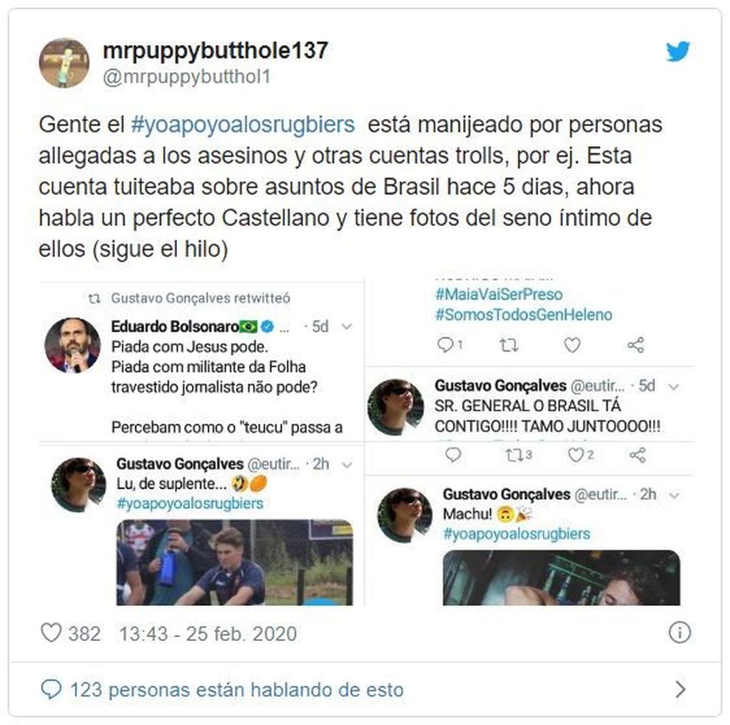 Los tuits a favor y en contra: #YoApoyoAlosRugbiers (Twitter)