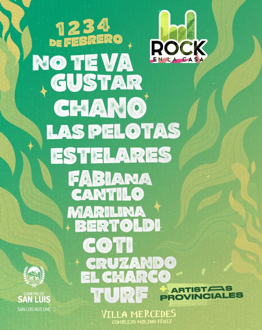 Rock en la Casa 2023: a estas bandas se sumaron luego Estelares, Las Pelotas y Airbag.