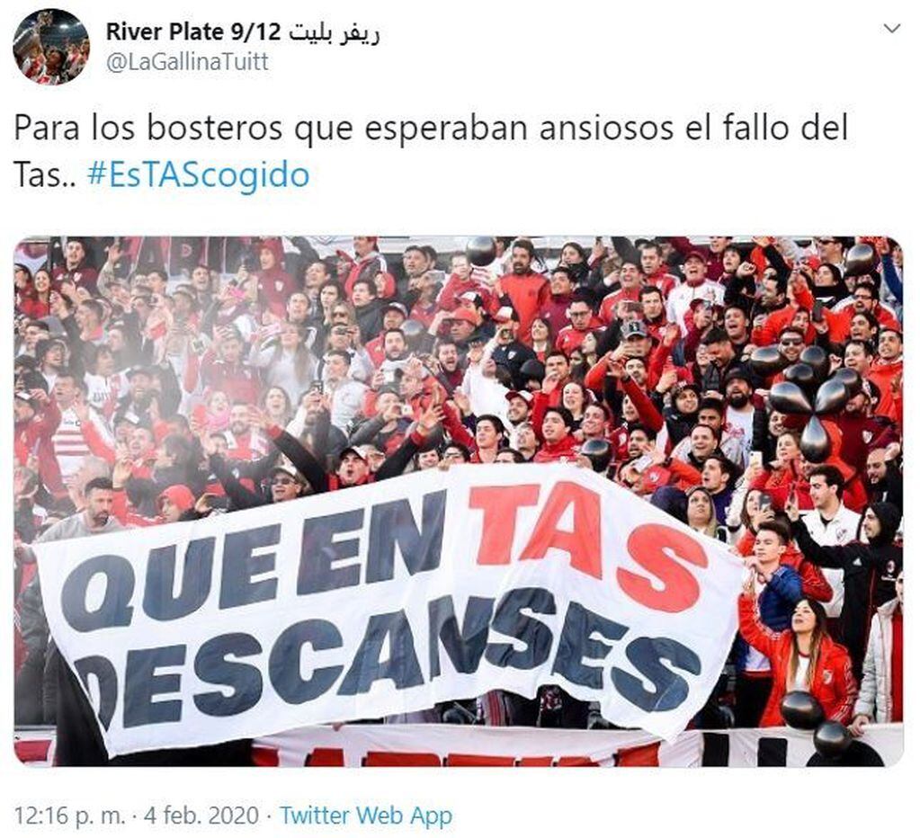 Los memes tras el fallo del TAS, que ratificó el campeonato de River en la Libertadores 2018 (Foto: captura Twitter)