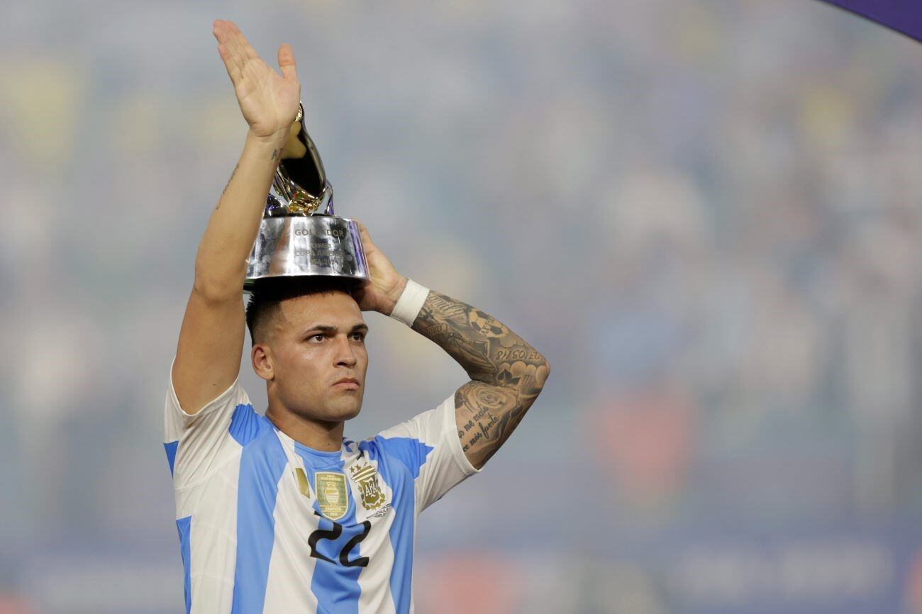Lautaro Martínez convirtió el gol que le dio la victoria a Argentina ante Colombia en la final de la Copa América. (Prensa selección argentina)