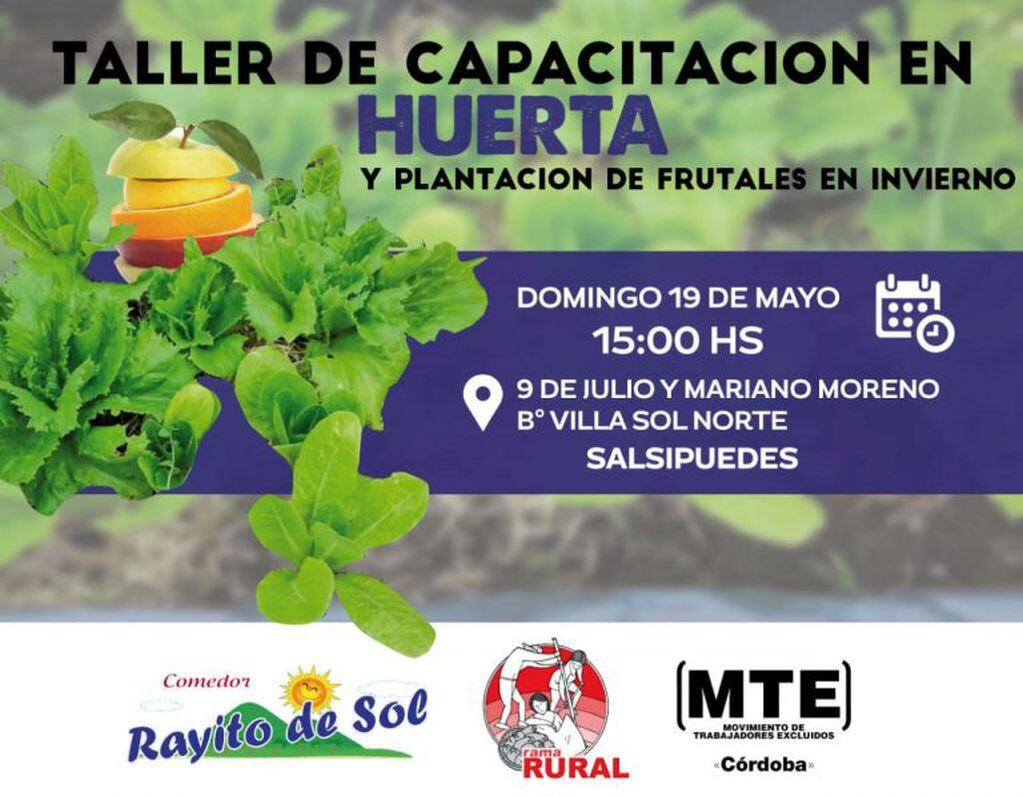 Taller de Capacitación en Huerta y Plantación de Árboles Frutales en invierno.