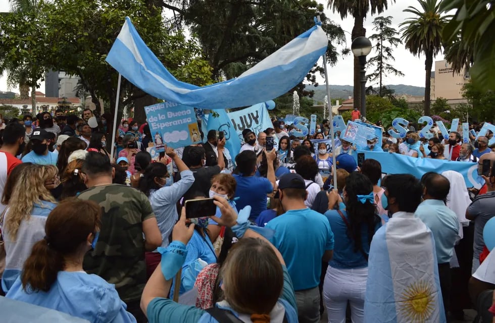 El padre Germán Maccagno fue uno de los oradores en el acto cumplido en la plaza Belgrano, en el marco de la marcha provida #28N en Jujuy.