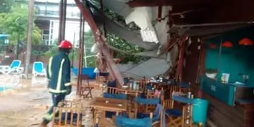 Puerto Iguazú: un árbol cayó sobre el techo de un bar y dejó a una persona herida