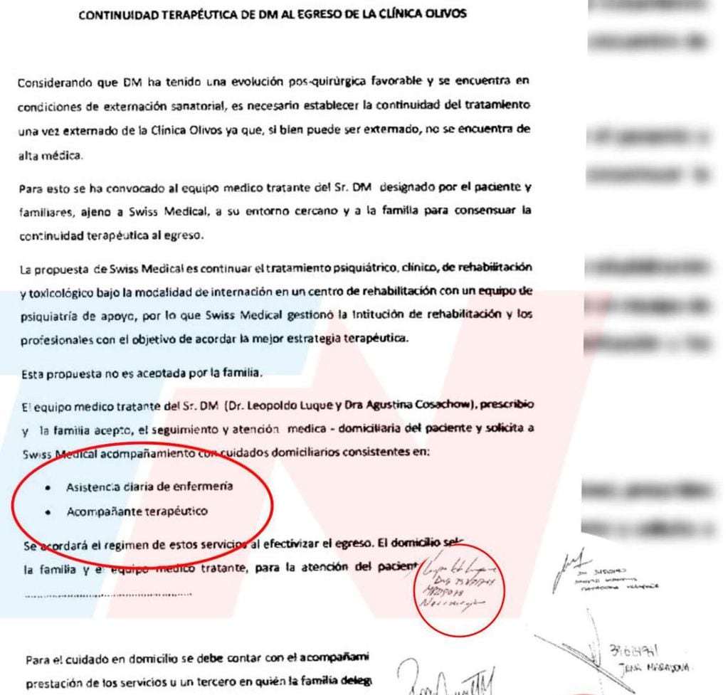 El documento en el que Cosachov y Luque piden asistencia domiciliaria.