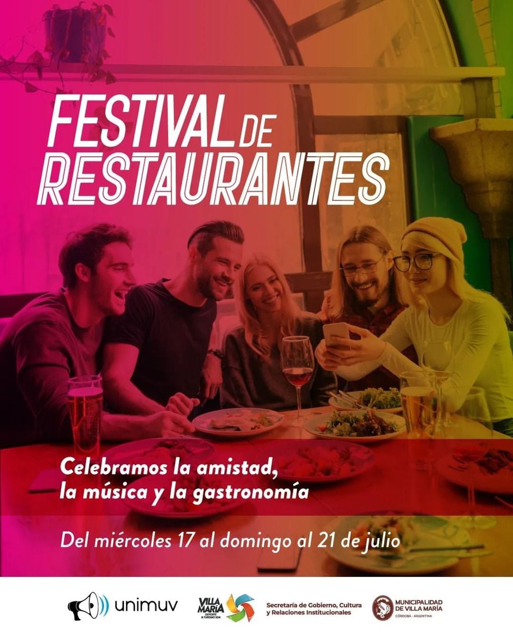 El Festival de Restaurantes en Villa María celebra la amistad con gastronomía y música.
