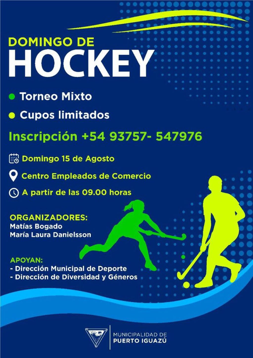 Este próximo domingo habrá torneo de hockey mixto en Puerto Iguazú.