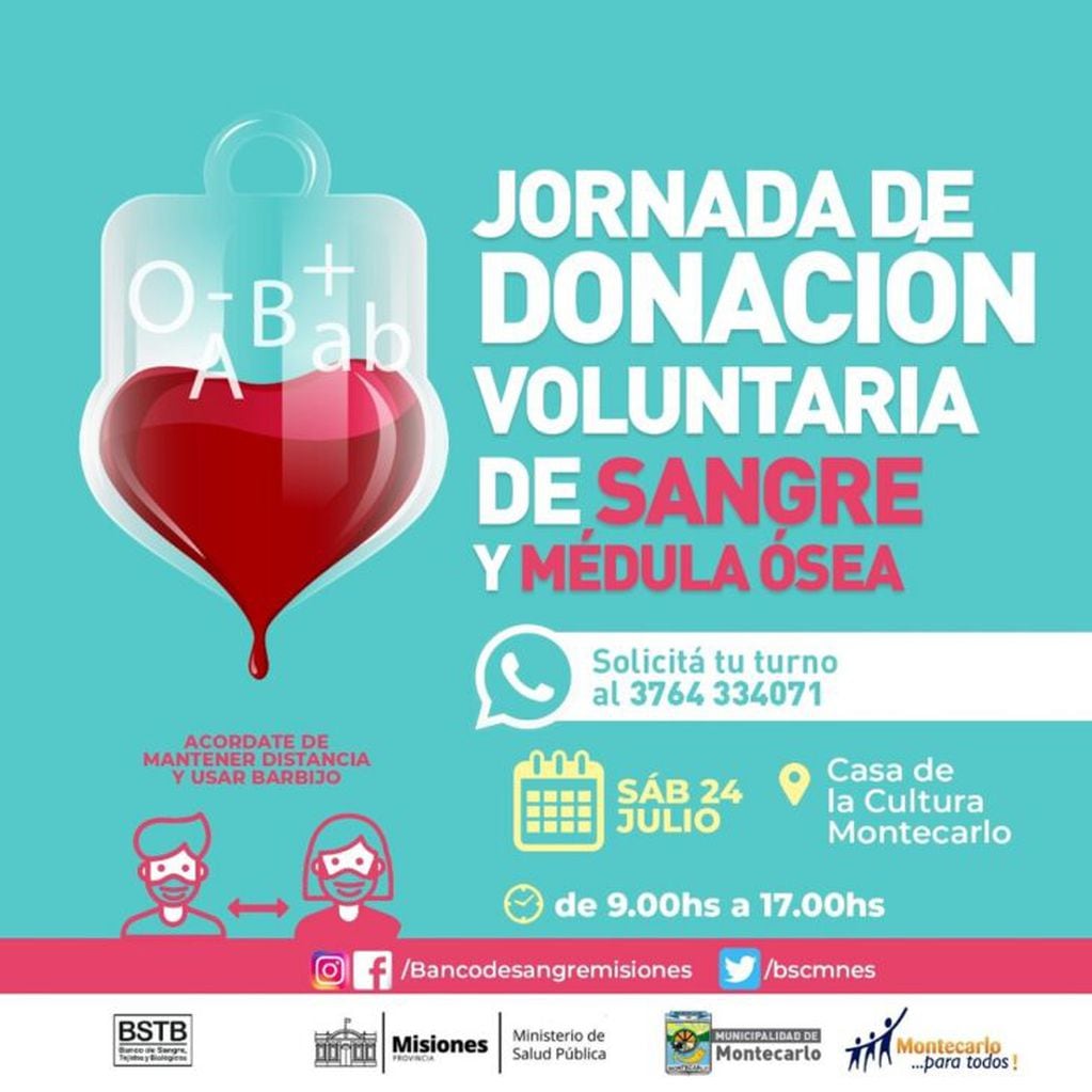 Nueva jornada de donación voluntaria de sangre en Montecarlo. 