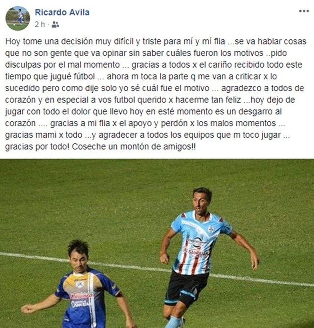 El mensaje que escribió el futbolista tras la fuerte pelea.