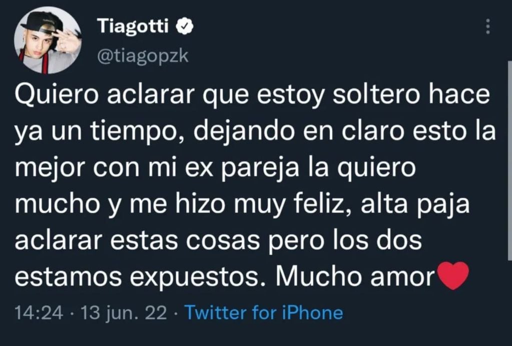 Tiago PZK sobre su separación de Taichu.