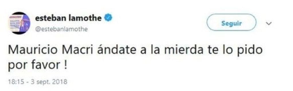El tuit de Esteban Lamothe contra Mauricio Macri