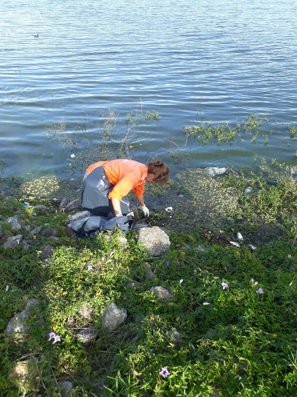 Limpieza de costas en el Lago San Roque