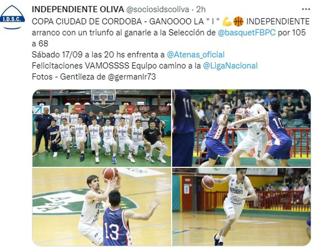 Independiente de Oliva goleó en su debut y este sábado se cruza con Atenas.