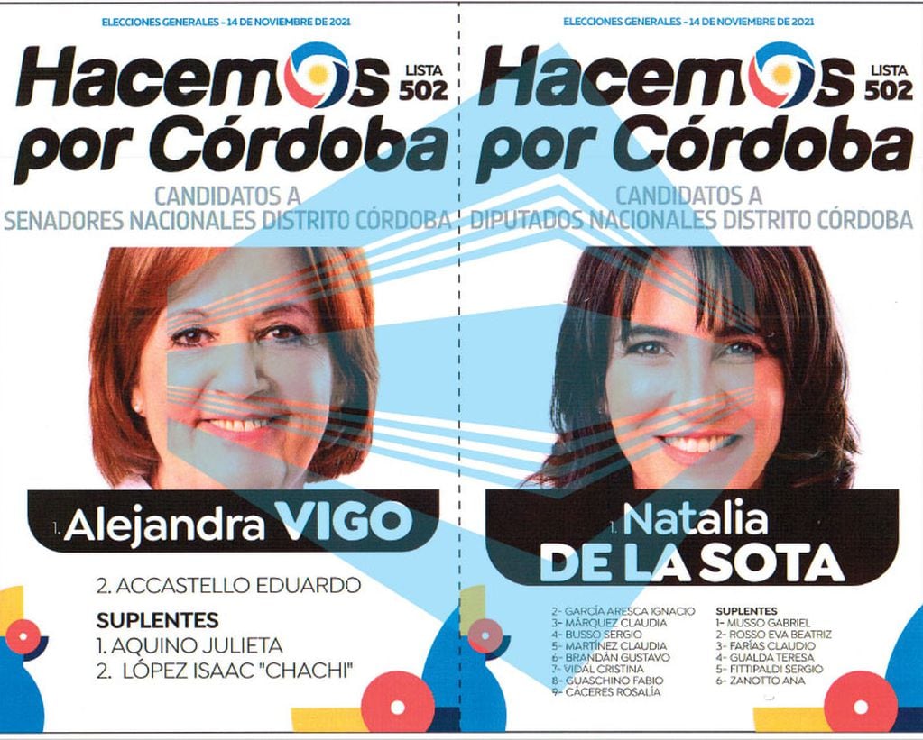 Elecciones 2021: boleta del Hacemos por Córdoba para las legislativas