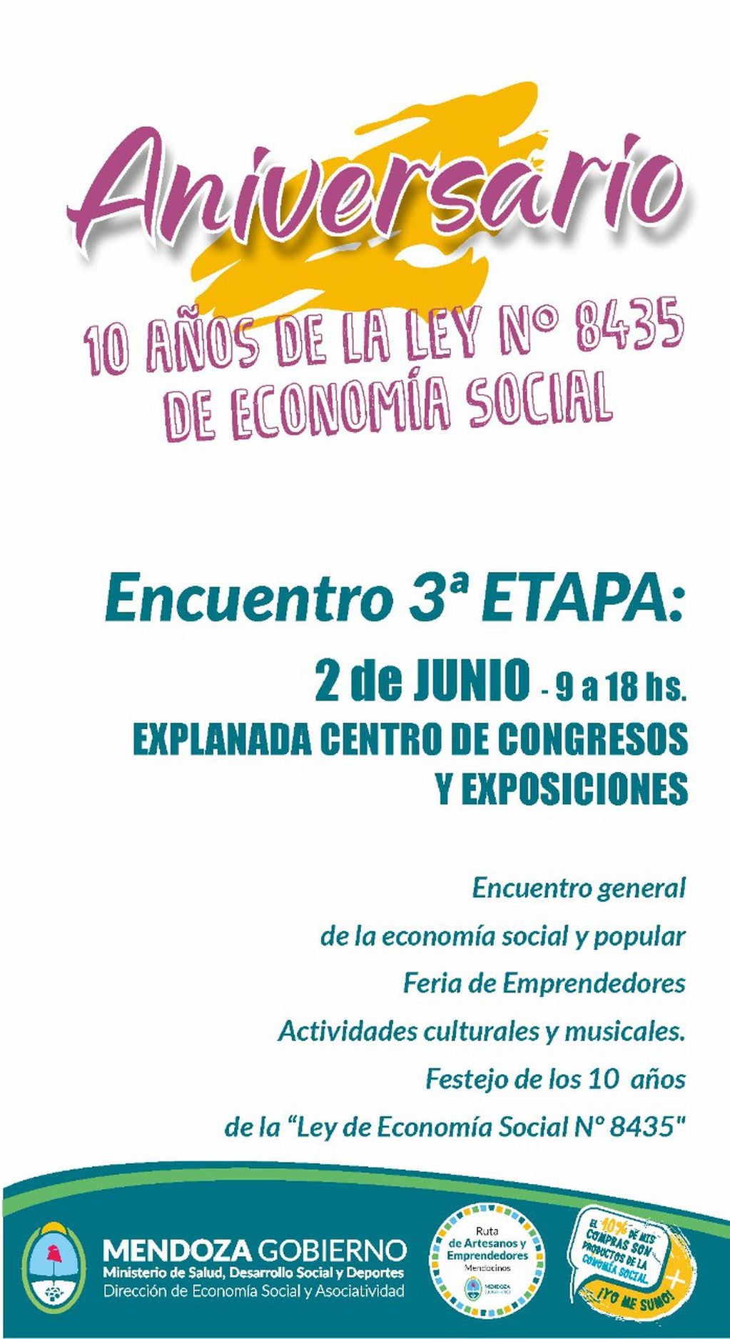Feria de la Economía Social y Popular de Mendoza con motivo del aniversario de la promulgación de la Ley 8435.