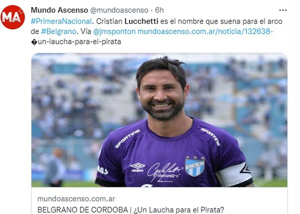 En la búsqueda de un arquero en Belgrano, apareció la opción de Cristian Lucchetti.