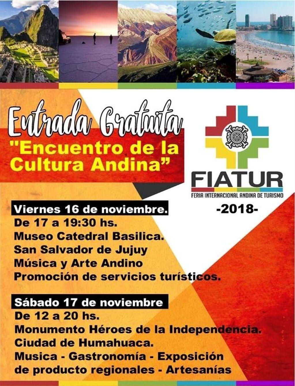 Banner ilustrativo sobre las actividades programadas para el "Encuentro de la Cultura Andina", en el marco de la FIATUR 2018.