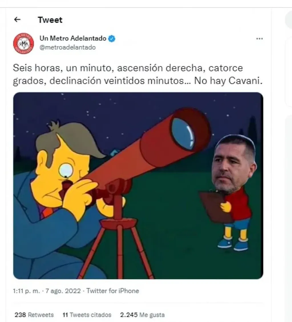 Los memes en redes sociales sobre el NO de Cavani a Boca. (Captura de imagen)
