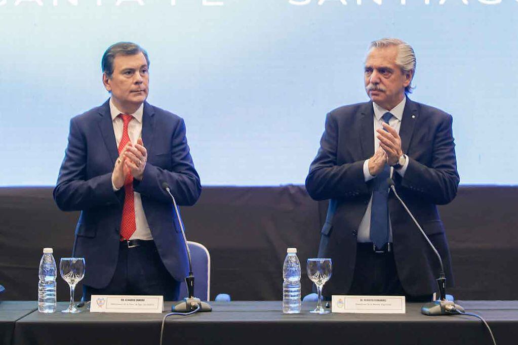 El gobernador Gerardo Zamora y Alberto Fernández en Santiago del Estero.