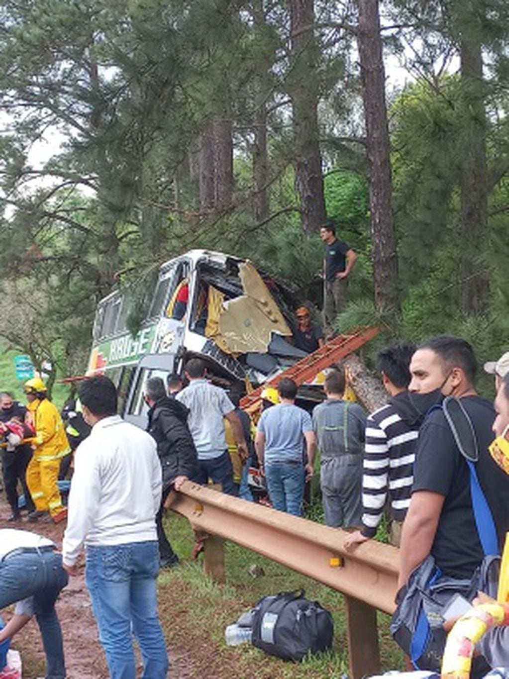 Impactante accidente en Gobernador Roca: un colectivo despistó y hay al menos un fallecido.