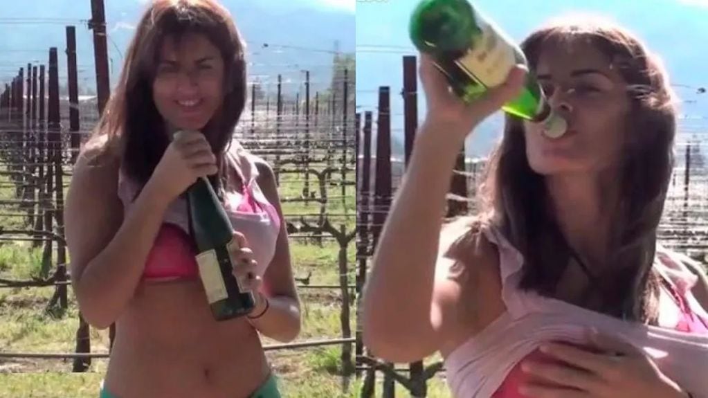 Silvina Luna en un viñedo de Mendoza, video que en su momento fue viral. 