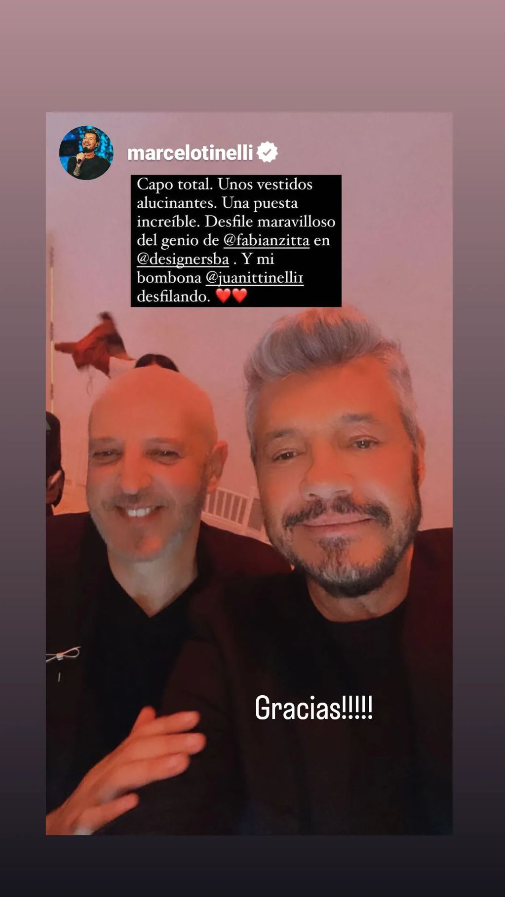 Marcelo Tinelli y Fabián Zitta luego del show