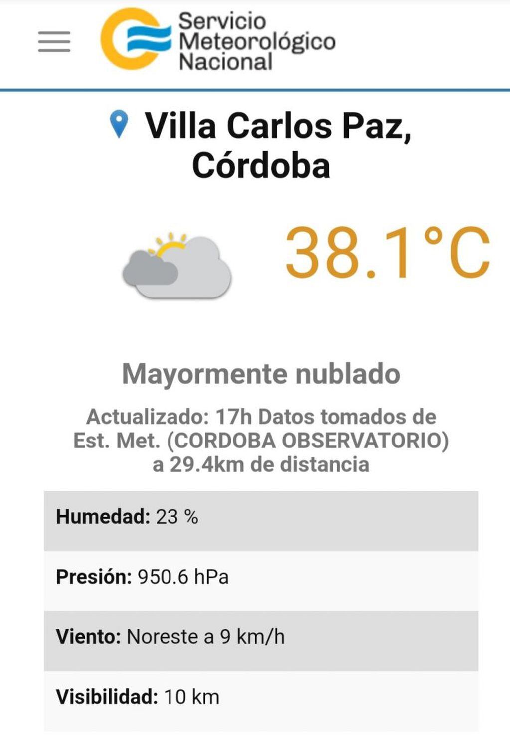 Pronóstico del tiempo actualizado a las 17:00 horas de este miércoles.