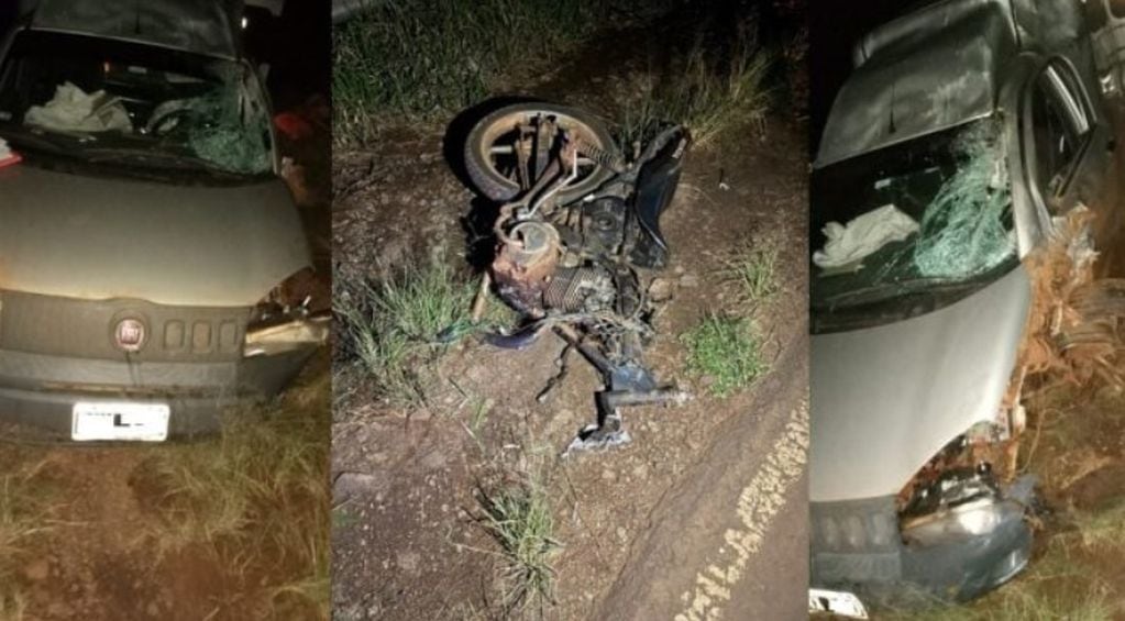 El Soberbio: aparatoso accidente vial dejó a un motociclista herido de gravedad.