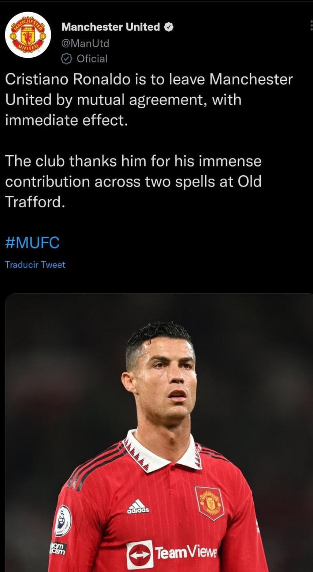 Cristiano Ronaldo ya no forma parte del Manchester United.